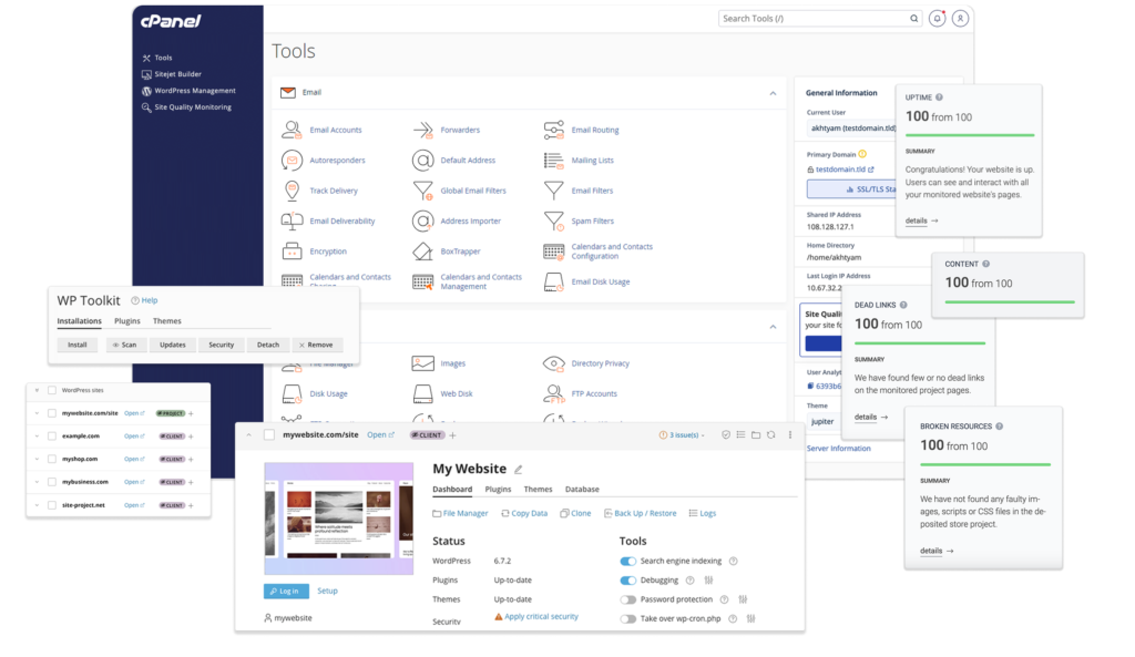 cPanel hosting platform dashboard